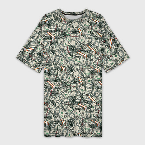 Женская длинная футболка Доллары банкноты / 3D-принт – фото 1