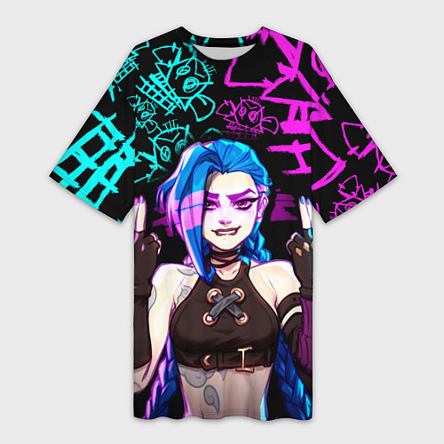Женская длинная футболка JINX ДЖИНКС NEON PATTERN / 3D-принт – фото 1
