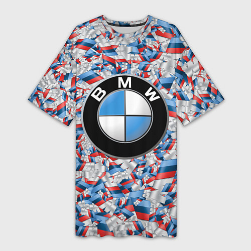 Женская длинная футболка BMW M PATTERN LOGO / 3D-принт – фото 1