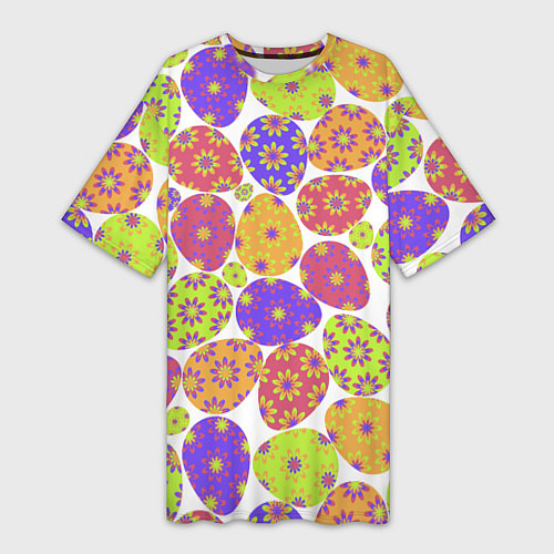 Женская длинная футболка Разукрашенные пасхальные яйца / 3D-принт – фото 1