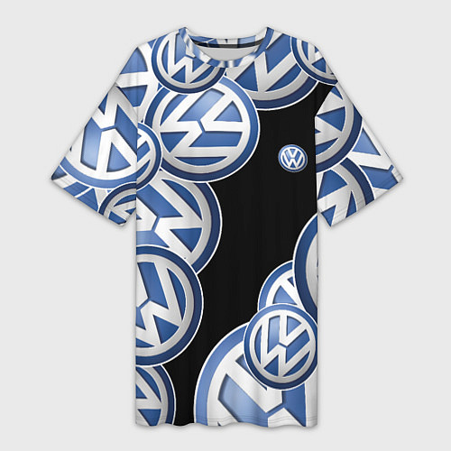 Женская длинная футболка Volkswagen logo Pattern / 3D-принт – фото 1