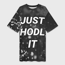 Футболка женская длинная CRYPTO - JUST HODL IT Частицы, цвет: 3D-принт