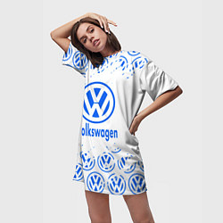 Футболка женская длинная Volkswagen фольксваген, цвет: 3D-принт — фото 2