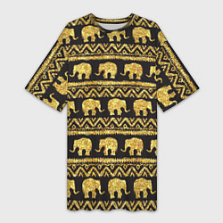 Женская длинная футболка Золотые слоны