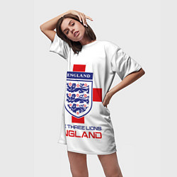Футболка женская длинная Сборная Англии по футболу, цвет: 3D-принт — фото 2