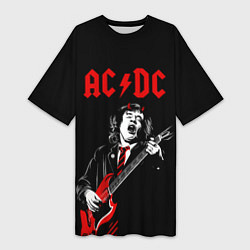 Женская длинная футболка AC DC Ангус Янг гитарист