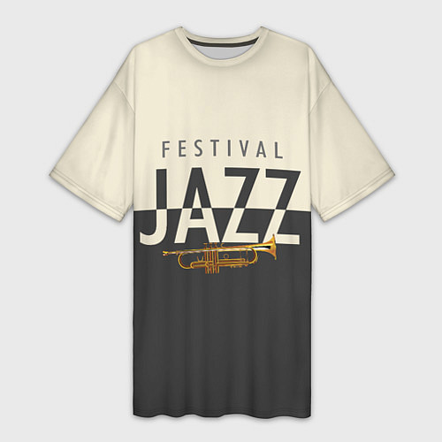 Женская длинная футболка JAZZ FESTIVAL / 3D-принт – фото 1