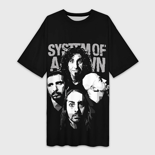 Женская длинная футболка System of a Down рок группа / 3D-принт – фото 1