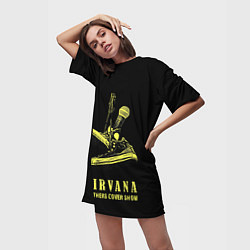 Футболка женская длинная Nirvana Нирвана, цвет: 3D-принт — фото 2