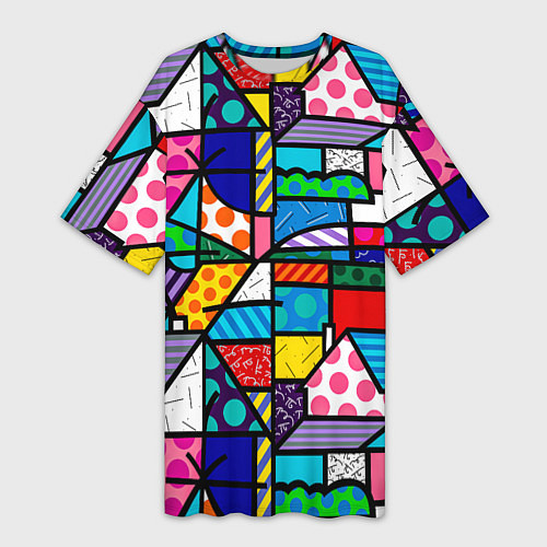 Женская длинная футболка Ромеро Бритто красочный узор / 3D-принт – фото 1