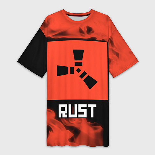 Женская длинная футболка RUST - Красное Пламя / 3D-принт – фото 1