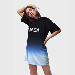 Футболка женская длинная NASA с МКС, цвет: 3D-принт — фото 2