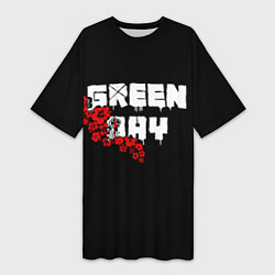 Женская длинная футболка Green day Цветы