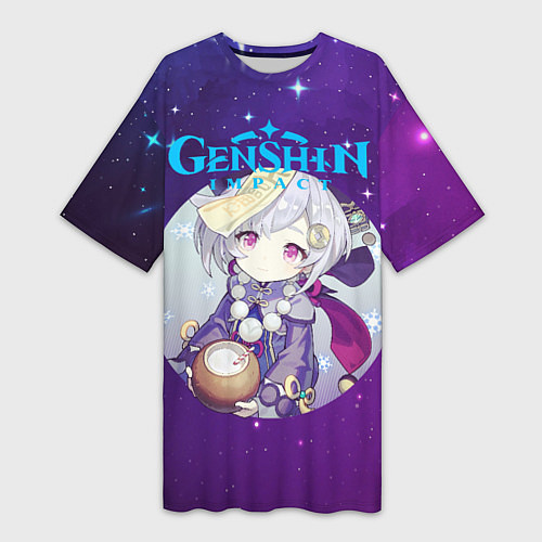 Женская длинная футболка Qiqi Genshin / 3D-принт – фото 1