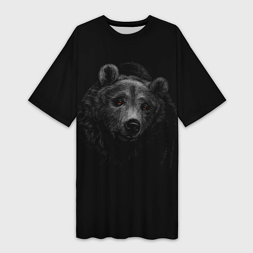 Женская длинная футболка Голова хищного медведя / 3D-принт – фото 1
