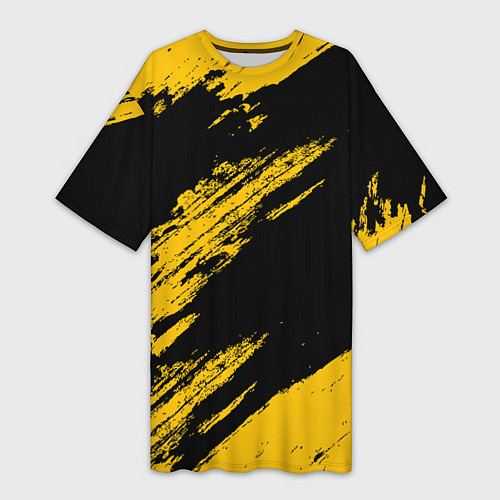 Женская длинная футболка BLACK AND YELLOW GRUNGE ГРАНЖ / 3D-принт – фото 1