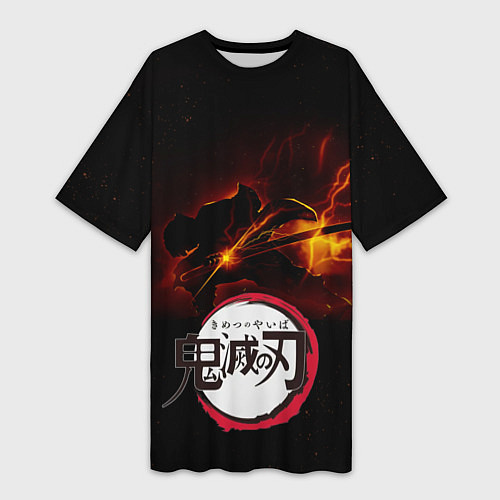 Женская длинная футболка Zenitsu Agatsuma Убийца демонов / 3D-принт – фото 1