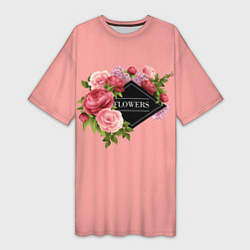 Женская длинная футболка Flower street