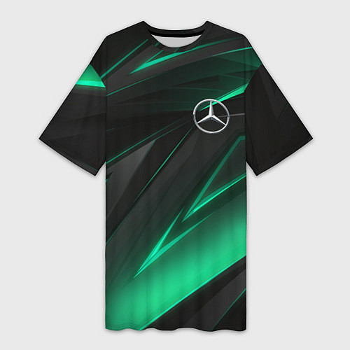 Женская длинная футболка MERCEDES-BENZ AMG NEON STRIPES PETRONAS / 3D-принт – фото 1