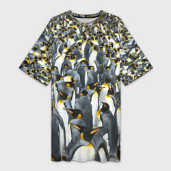 Женская длинная футболка Пингвины Penguins