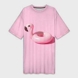 Женская длинная футболка Flamingos Розовый фламинго