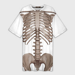 Футболка женская длинная Анатомия Скелет, цвет: 3D-принт
