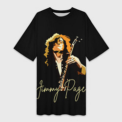 Футболка женская длинная Led Zeppelin Лед Зеппелин Jimmy Page, цвет: 3D-принт
