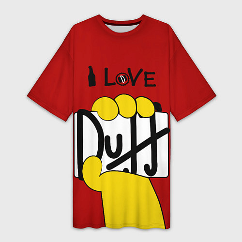 Женская длинная футболка I LOVE DUFF Симпсоны, Simpsons / 3D-принт – фото 1