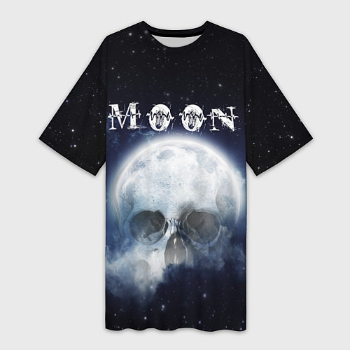 Женская длинная футболка Moon - череп / 3D-принт – фото 1