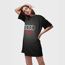 Футболка женская длинная Audi карбон, цвет: 3D-принт — фото 2