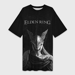 Футболка женская длинная ELDEN RING FEARLESS B&W, цвет: 3D-принт