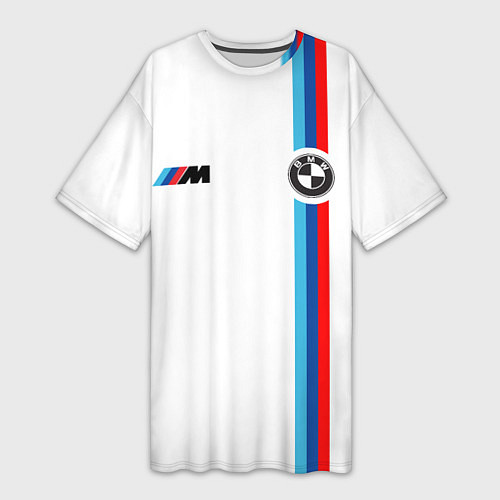 Женская длинная футболка БМВ 3 STRIPE BMW WHITE / 3D-принт – фото 1