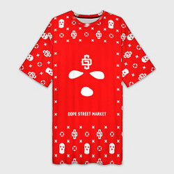 Футболка женская длинная Узор Red Phantom Ski Mask Dope Street Market, цвет: 3D-принт