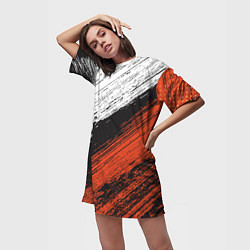 Футболка женская длинная БЕЛО-РЫЖИЙ ГРАНЖ, цвет: 3D-принт — фото 2