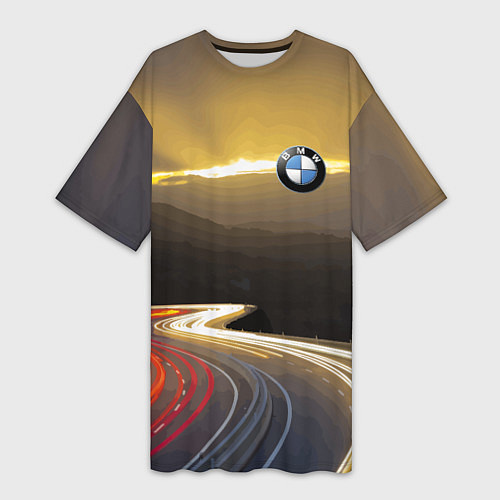 Женская длинная футболка BMW Night route / 3D-принт – фото 1