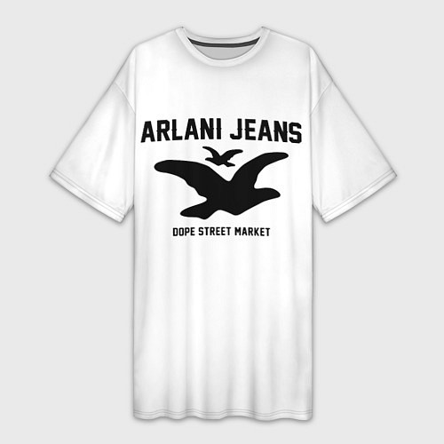 Женская длинная футболка Узор White Orlani Jeans Dope Street Market / 3D-принт – фото 1