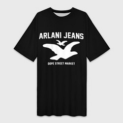 Женская длинная футболка Узор Black Orlani Jeans Dope Street Market