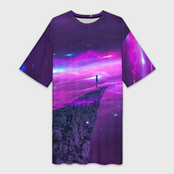 Женская длинная футболка Наедине со вселенной Alone with the universe