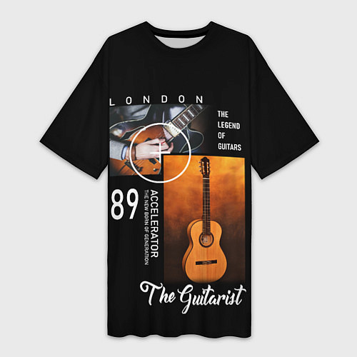 Женская длинная футболка Гитара гитариста / 3D-принт – фото 1