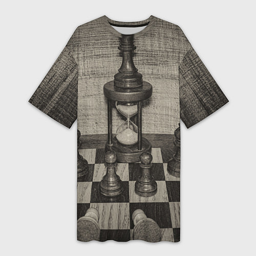 Женская длинная футболка Старинные шахматы / 3D-принт – фото 1