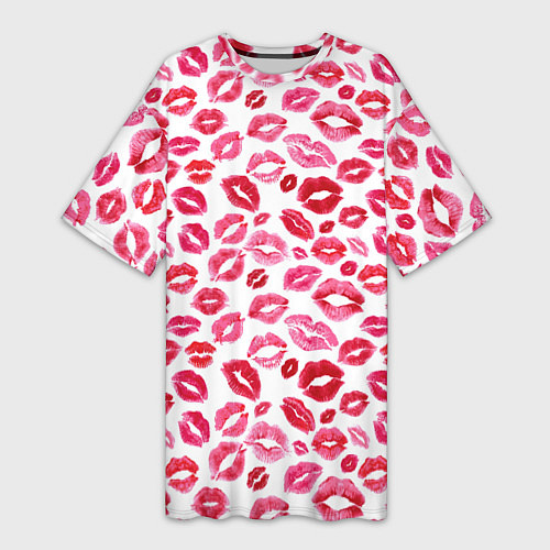 Женская длинная футболка Поцелуи Губы / 3D-принт – фото 1