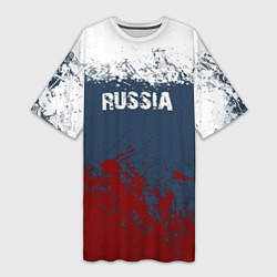 Женская длинная футболка Россия - краски