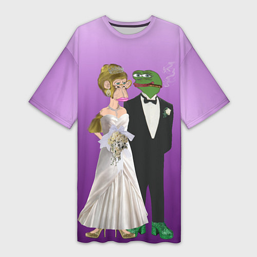Женская длинная футболка Свадьба - Чертовски привлекательные / 3D-принт – фото 1