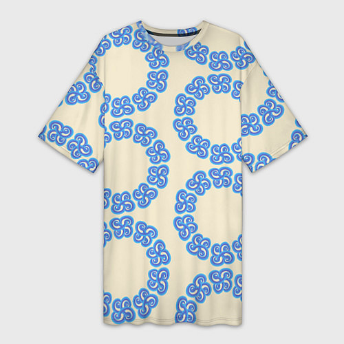 Женская длинная футболка Круговой орнамент из цветка / 3D-принт – фото 1