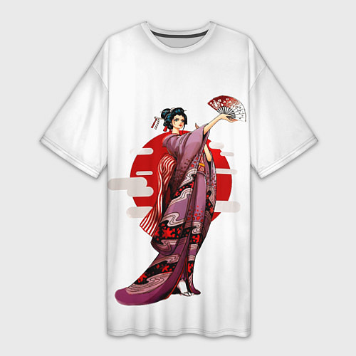Женская длинная футболка Гейша Нико Робин / 3D-принт – фото 1