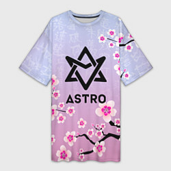 Футболка женская длинная ASTRO ЦВЕТЫ САКУРЫ, цвет: 3D-принт