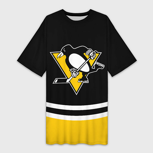 Женская длинная футболка Pittsburgh Penguins Питтсбург Пингвинз / 3D-принт – фото 1