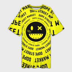 Женская длинная футболка Счастливый Смайлик Yellow Dope Street Market
