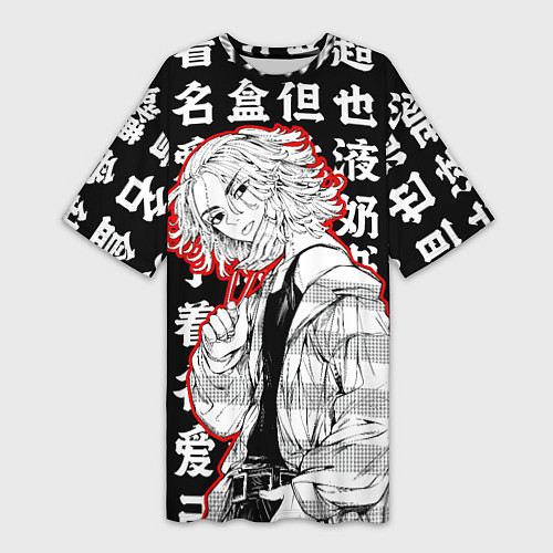 Женская длинная футболка Майки и иероглифы Токийские мстители / 3D-принт – фото 1
