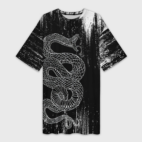 Женская длинная футболка Snake Краски Змея ЧБ / 3D-принт – фото 1